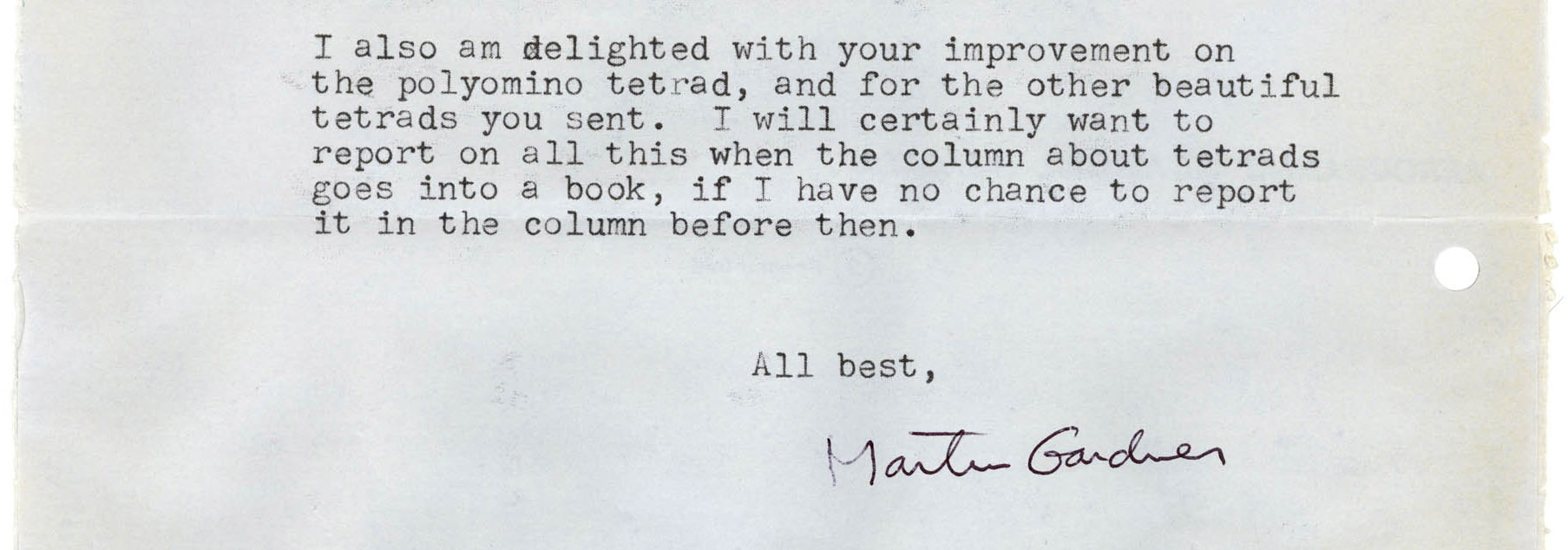 Letter from Martin Gardner